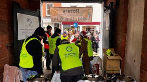 All hands to the deck serving warming mulled wine and mince pies